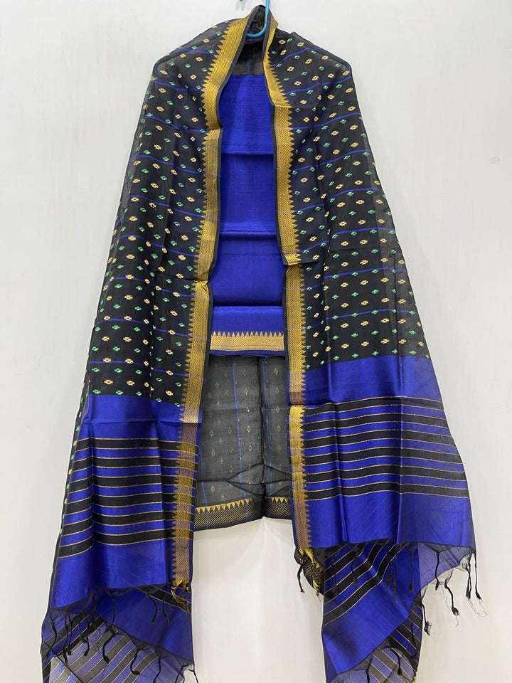Mangalagiri Silk / Cotton Dress Material With Printed Dupatta Without Bottom