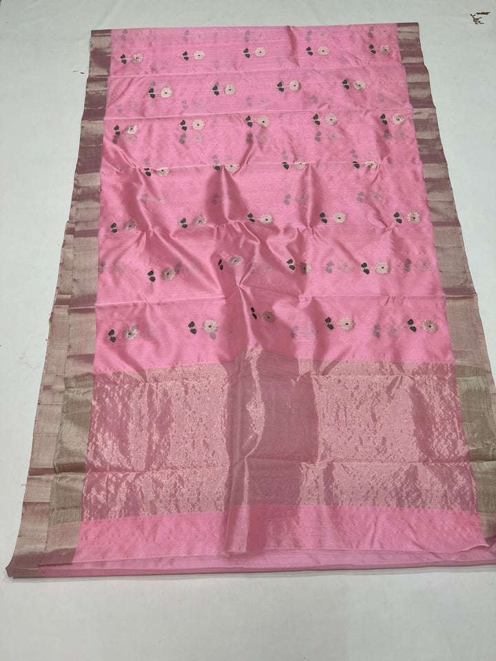 Chanderi Handloom Katan Silk All Over Work Saree