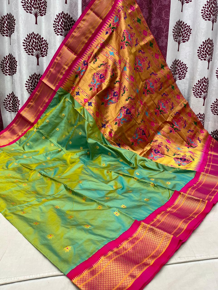 Paithani Handloom Pure Silk All Over Buttas Design Saree