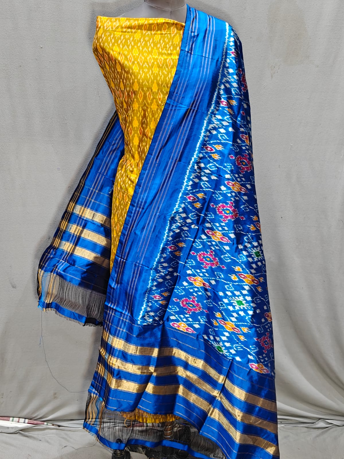 raw silk dresses with ikkat dupattas Silk Dresses Raw Silk Anarkalis With Ikkat Dupattas Coral Handcrafted Tissue Silk Anarkali Kurta With Churidaar