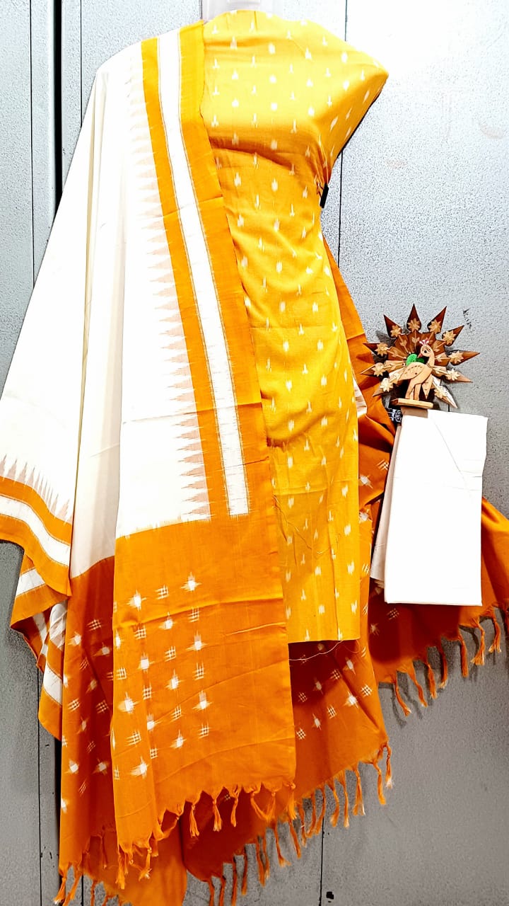 Pochampally Double Ikat Cotton Dress Material