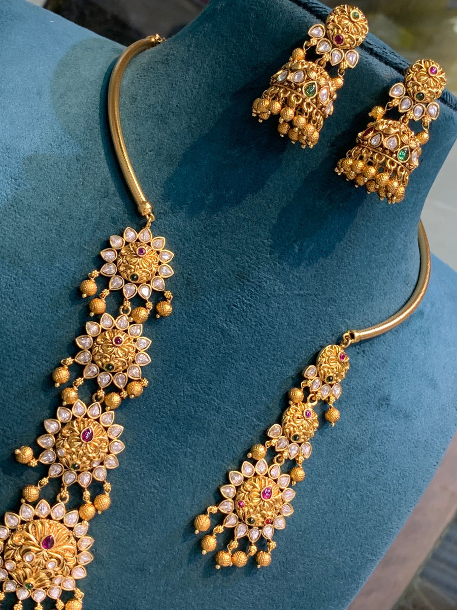 One Gram Gold Unique Necklace With Earrings