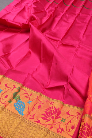 Gadwal Handloom Pure Silk Paithani Border Saree