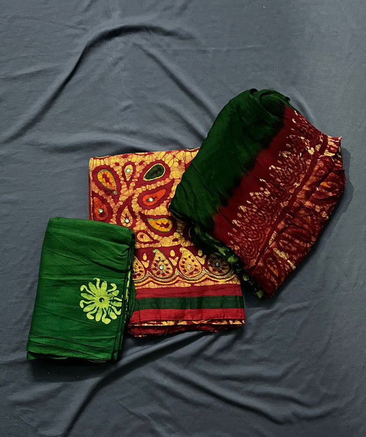 Printed Cotton Dress Material With Chiffon Dupatta