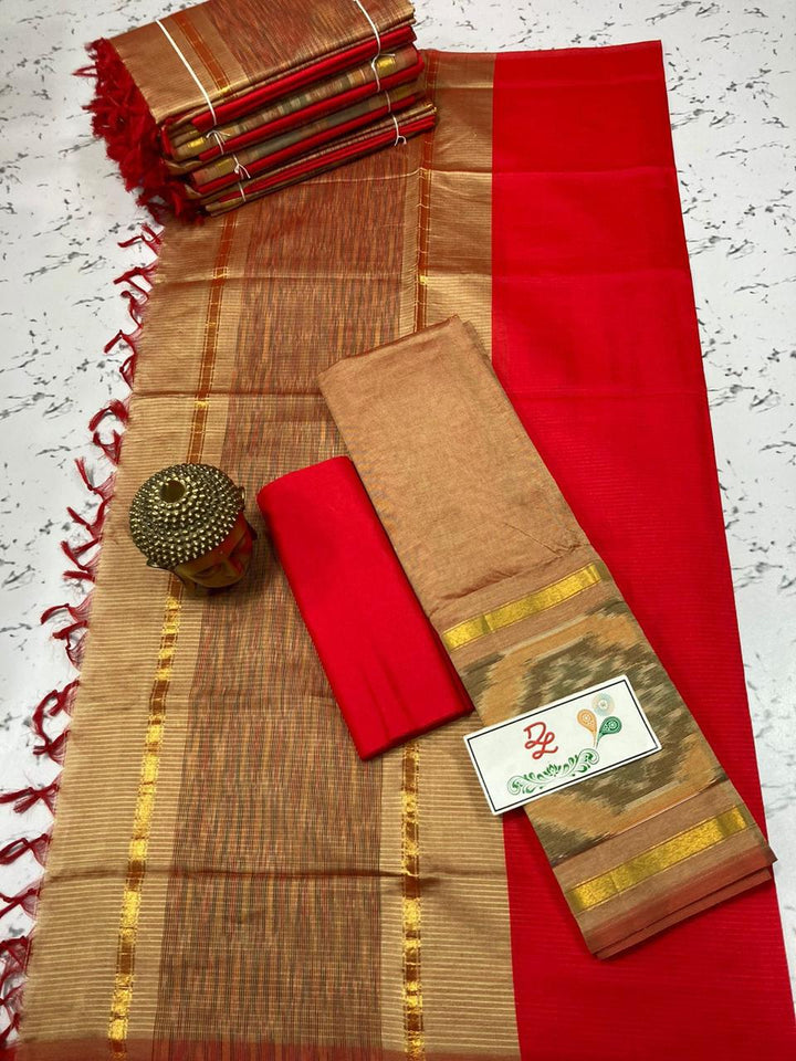 Mangalagiri Ikat Design Silk / Cotton Dress Material