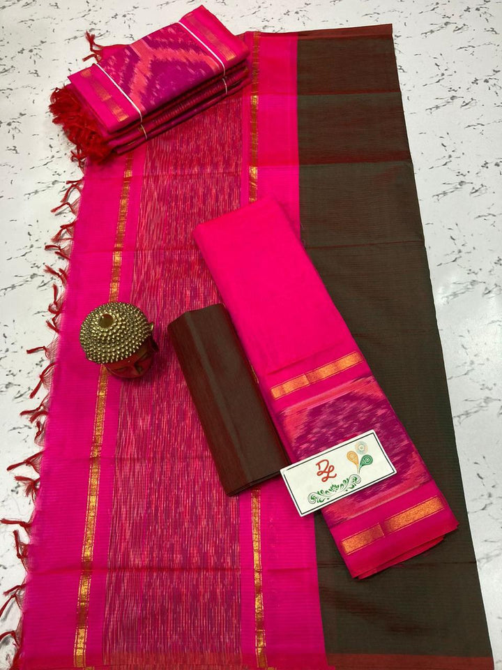 Mangalagiri Ikat Design Silk / Cotton Dress Material
