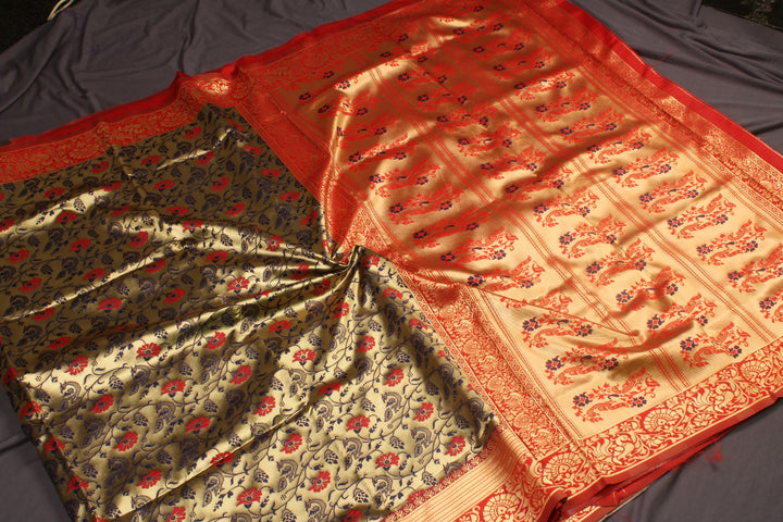 Paithani Banaras Design Semi Silk Saree
