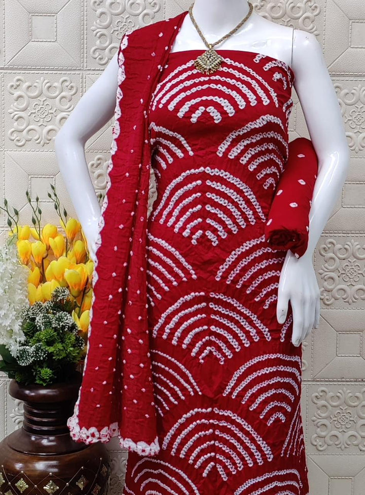 Bandhani Satin Cotton Dress Material