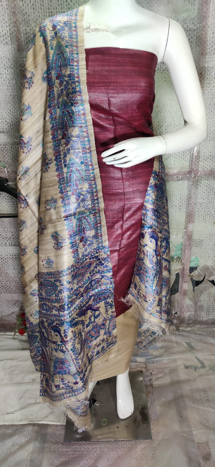 Tussar Matka Silk Dress Material