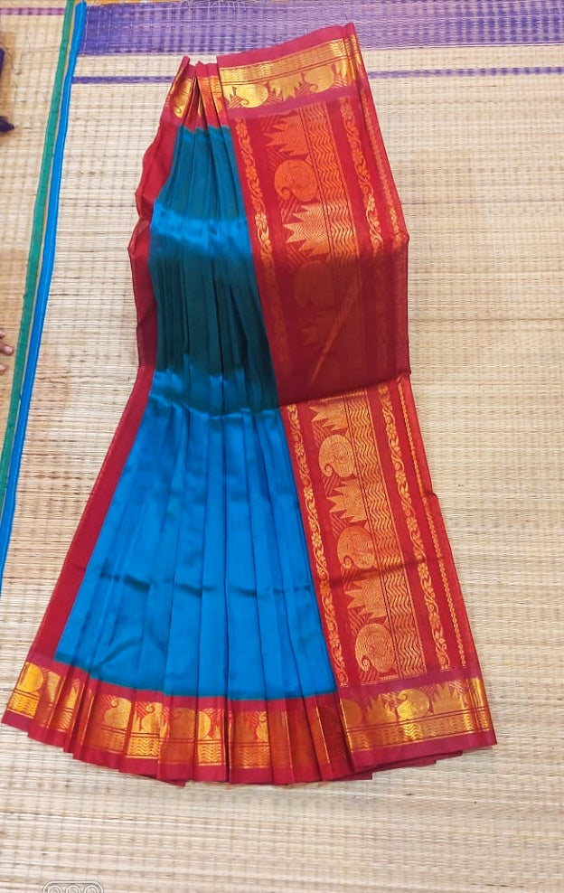Buy Pink Handwoven Kanchipuram Cotton Saree Online at Jaypore.com