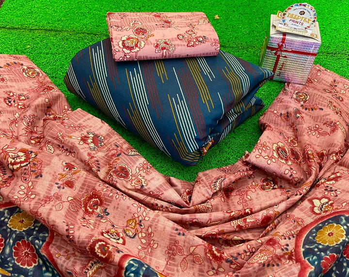 Bandhani And Ajrakh Printed Cotton Dress Material