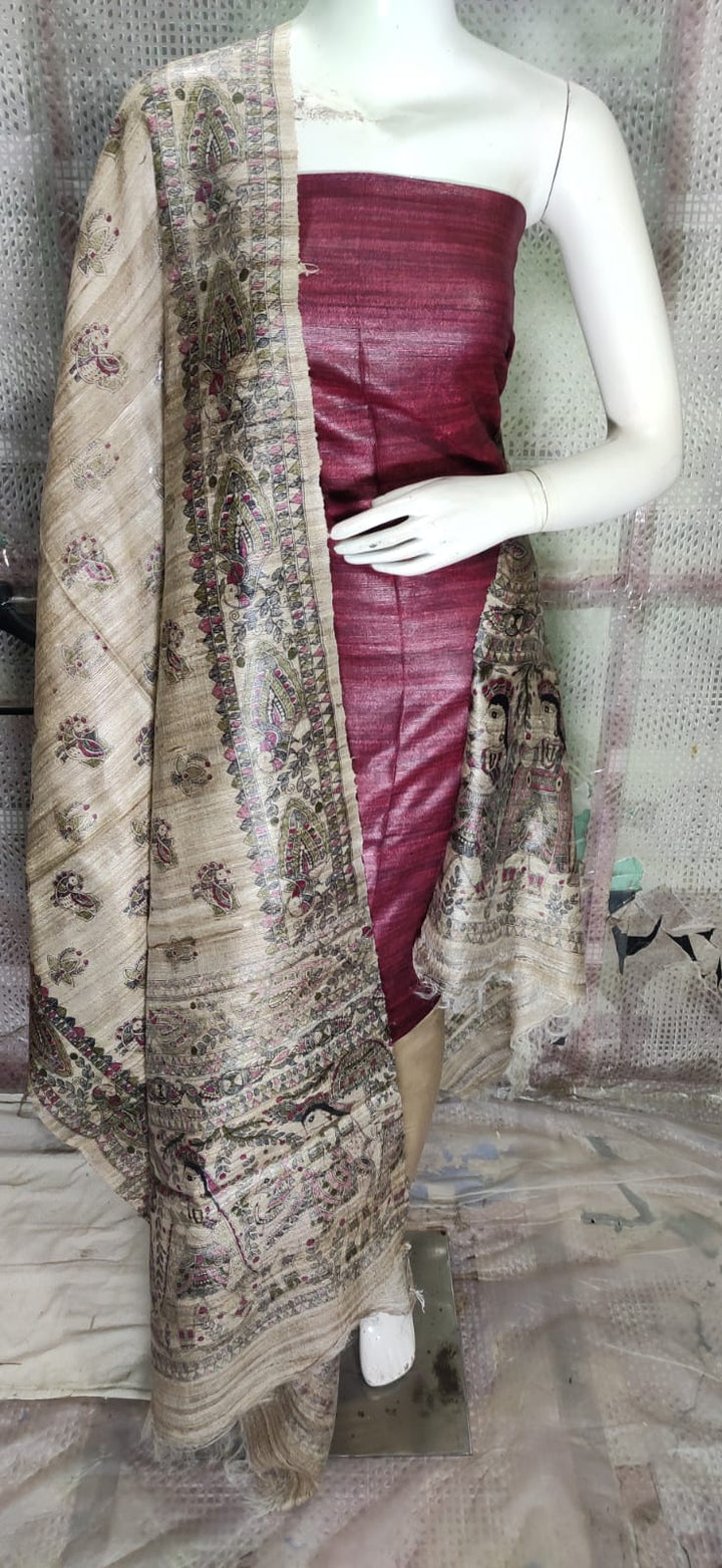 Tussar Matka Silk Dress Material