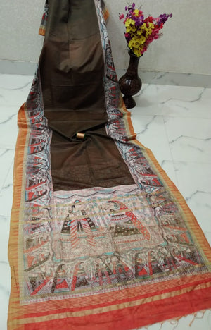 Kota Silk Madhubani Printed Saree With Blouse
