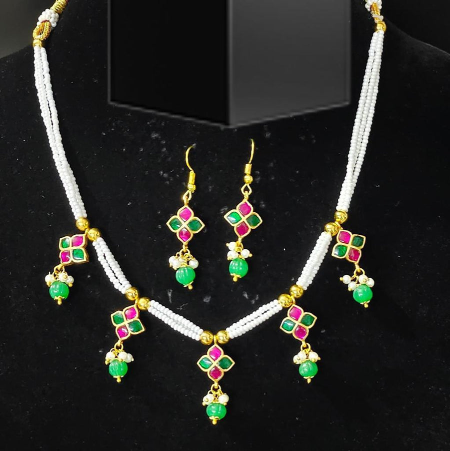 Jadau Kundan Necklace Set In One Gram Gold