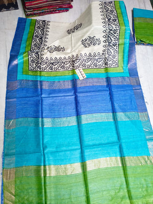 Tussar Screen Printed Silk Saree
