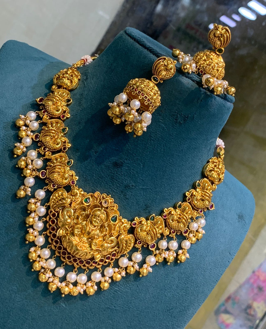 One Gram Gold Nakshi Necklace With Earrings