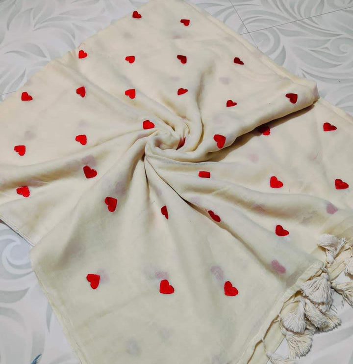 Linen / Cotton Digital Embroidery Work Saree