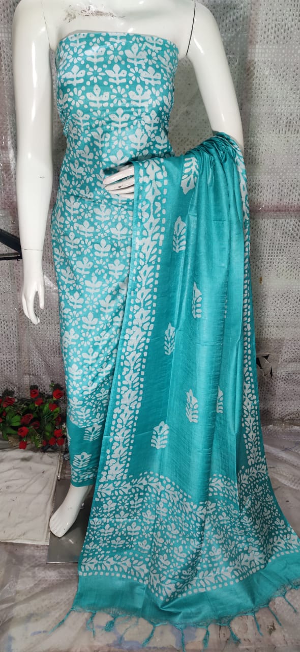 Katan Silk Batik Printed Dress Material
